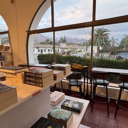 Dym - Books & Boba - A mellow spot to read as the sunset of reflected on the San Gabriel mountains.
