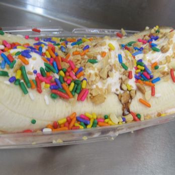 Burger Shack - Pictured is a Banana Split with chocolate drizzle and sprinkles. Our Banana Split normally comes with Chocolate, Strawberry and pineapple - Burgers Near Me - West Helena, Arkansas Burger Shack - Pictured is a Banana Split with chocolate drizzle and sprinkles. Our Banana Split normally comes with Chocolate, Strawberry and pineapple - Burgers Near Me - West Helena, Arkansas