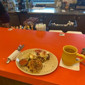 Snooze, an A.M. Eatery - Barbacoa Chile Benny, hashbrowns and coffee. Yum! - Breakfast & Brunch Near Me - Charlotte, North Carolina Snooze, an A.M. Eatery - Barbacoa Chile Benny, hashbrowns and coffee. Yum! - Breakfast & Brunch Near Me - Charlotte, North Carolina