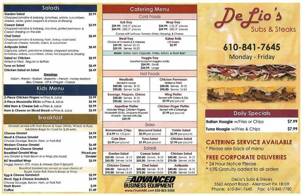 Menu photo 7 Delio's Deli Grille Allentown, PA
