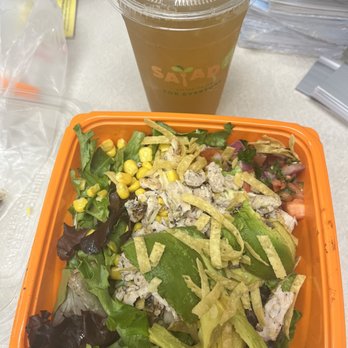 Salad and Go - BBQ ranch salad and mango green tea. - Salad Near Me - Fairview, Texas Salad and Go - BBQ ranch salad and mango green tea. - Salad Near Me - Fairview, Texas