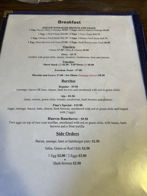 Menu photo 1 Fina's Diner Chama, NM