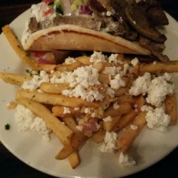 Georges Greek On Second - Gyro wrap with feta fries - Greek Near Me - Long Beach, California Georges Greek On Second - Gyro wrap with feta fries - Greek Near Me - Long Beach, California