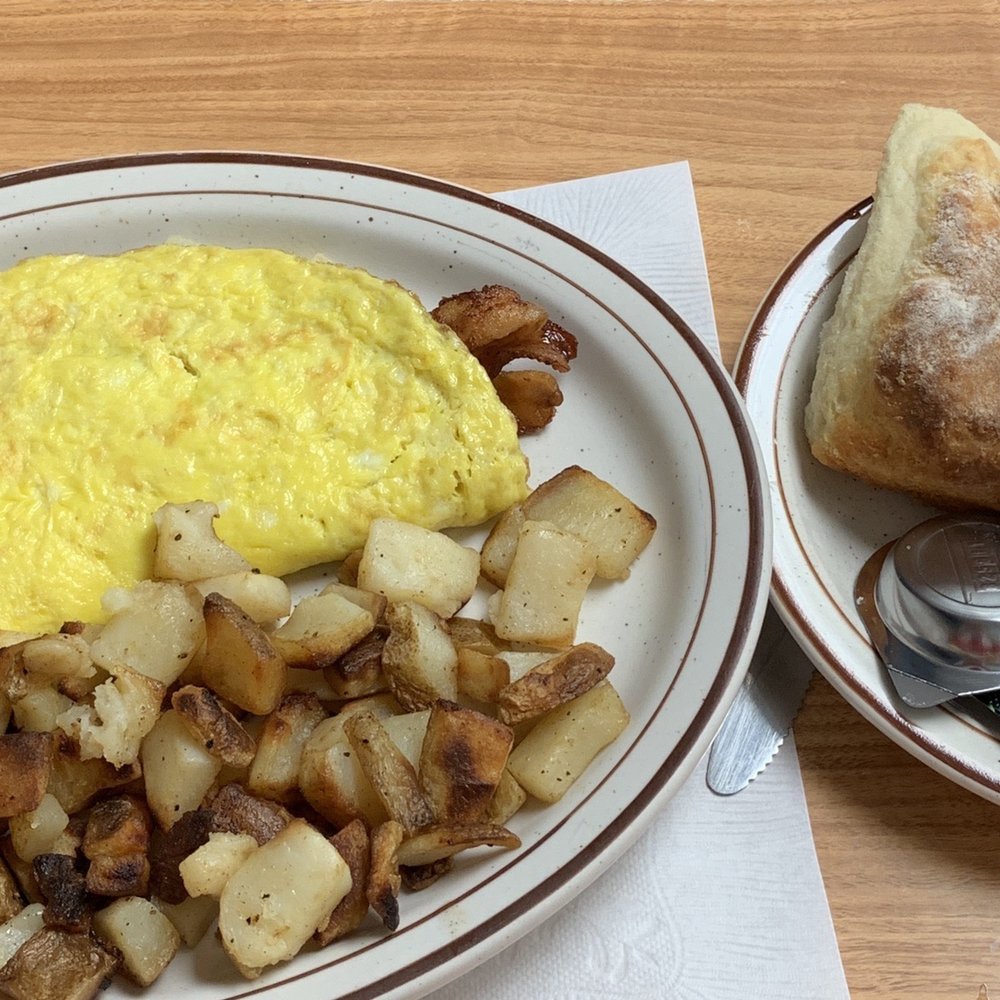 Kate's Kitchen - Bacon onion cheddar omelette with hash browns and biscuits - Breakfast & Brunch Near Me - Flat Rock, Michigan Kate's Kitchen - Bacon onion cheddar omelette with hash browns and biscuits - Breakfast & Brunch Near Me - Flat Rock, Michigan