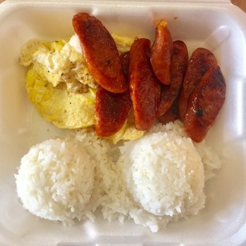 Aloha Eats - Portagee suasage, eggs, & rice plate. Legit. - Hawaiian Near Me - Chicago, Illinois
