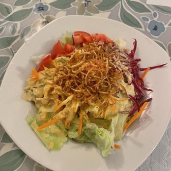 Romi Thai - Wonderful salad with mom's recipe, a classic ginger dressing. It was amazing and they make it to go! - Thai Near Me - Pahrump, Nevada Romi Thai - Wonderful salad with mom's recipe, a classic ginger dressing. It was amazing and they make it to go! - Thai Near Me - Pahrump, Nevada