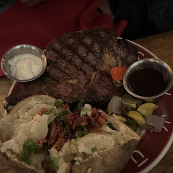 Pioneer Saloon - Pioneer Full Cut (30oz) with Idaho Baked Potato (loaded, no sour cream) - Steakhouses Near Me - Ketchum, Idaho Pioneer Saloon - Pioneer Full Cut (30oz) with Idaho Baked Potato (loaded, no sour cream) - Steakhouses Near Me - Ketchum, Idaho