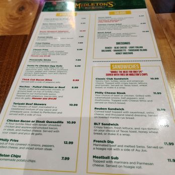Midleton's Bar & Grill - Menu - Bars Near Me - Tulsa, Oklahoma