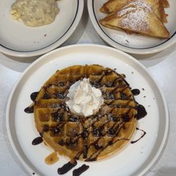 Kate's Cafe - Turtle waffle, biscuits and gravy, pbj toast.