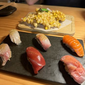 Drunken Monk - Chef's Choice Nigiri 6pc & Corn Tempura - Izakaya Near Me - Menlo Park, California Drunken Monk - Chef's Choice Nigiri 6pc & Corn Tempura - Izakaya Near Me - Menlo Park, California