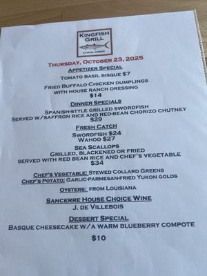 Menu photo 2 Kingfish Grill Saint Augustine, FL