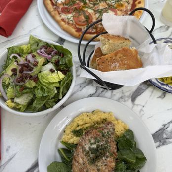 Juliet Social  - Lunch special- chicken piccata and butter lettuce salad. Margherita pizza - Italian Near Me - Georgetown, Texas