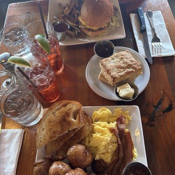 Tabor Tavern - Amazing food and large portions! We got two cranberry juices, eggs+bacon+potatoes, the tabor burger, and a side biscuit! - New American Near Me - Portland, Oregon Tabor Tavern - Amazing food and large portions! We got two cranberry juices, eggs+bacon+potatoes, the tabor burger, and a side biscuit! - New American Near Me - Portland, Oregon
