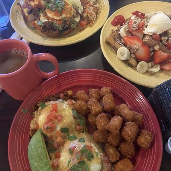 Blackbird Café - Dos Caballeros, Luchador, and half order of French Toast (we added strawberry, banana and walnuts). - Cafes Near Me - Long Beach, California Blackbird Café - Dos Caballeros, Luchador, and half order of French Toast (we added strawberry, banana and walnuts). - Cafes Near Me - Long Beach, California