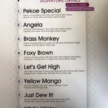 Pekoe - Menu, as of 04/19/17 - Coffee & Tea Near Me - San Jose, California Pekoe - Menu, as of 04/19/17 - Coffee & Tea Near Me - San Jose, California