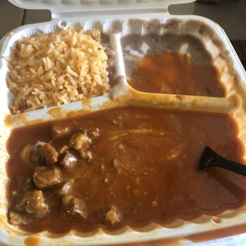 Vero's - "Chile Colorado". I moved all the meat to the left side, the rest is literally all enchilada sauce. Beyond disappointed. - Mexican Near Me - Pasadena, California