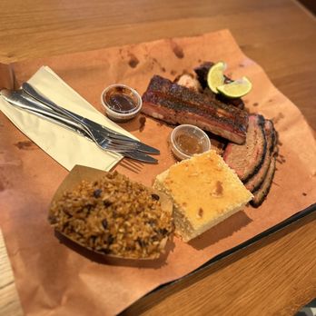 Bark Barbecue - Brisket, pork ribs, rice and peas, cornbread, chicharon - Barbeque Near Me - Brooklyn, New York