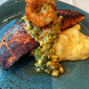 Cutters Crabhouse - King Salmon with avocado corn relish served with super creamy mashed potatoes - Seafood Near Me - Seattle, Washington Cutters Crabhouse - King Salmon with avocado corn relish served with super creamy mashed potatoes - Seafood Near Me - Seattle, Washington