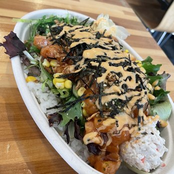 Poke Bistro - 3 scoop with spicy mango, spicy Mayo, eel sauce and sesame oil - Seafood Near Me - Riverside, California Poke Bistro - 3 scoop with spicy mango, spicy Mayo, eel sauce and sesame oil - Seafood Near Me - Riverside, California