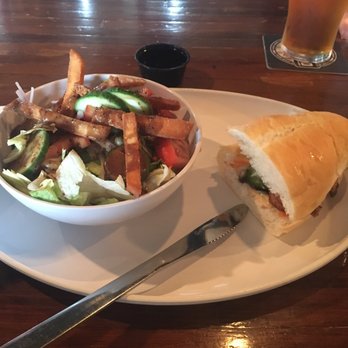 Batch Brewing Company - Salad and Banh Mi with shrimps - New American Near Me - Detroit, Michigan Batch Brewing Company - Salad and Banh Mi with shrimps - New American Near Me - Detroit, Michigan