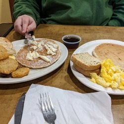 Eat'n Park - All for about $10. Split with a mate for a quick filling brekkie!