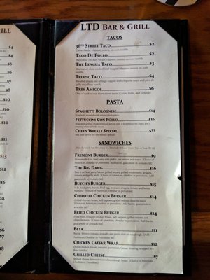 Menu photo 3 LTD Bar & Grill Seattle, WA