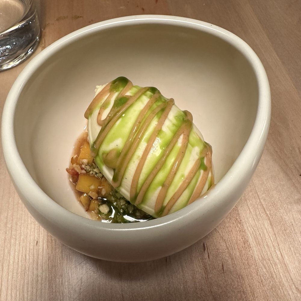 Coro Restaurant - peaches, caramelized yogurt, marcona almond (10/03/24 menu) - Tapas/Small Plates Near Me - Orlando, Florida Coro Restaurant - peaches, caramelized yogurt, marcona almond (10/03/24 menu) - Tapas/Small Plates Near Me - Orlando, Florida