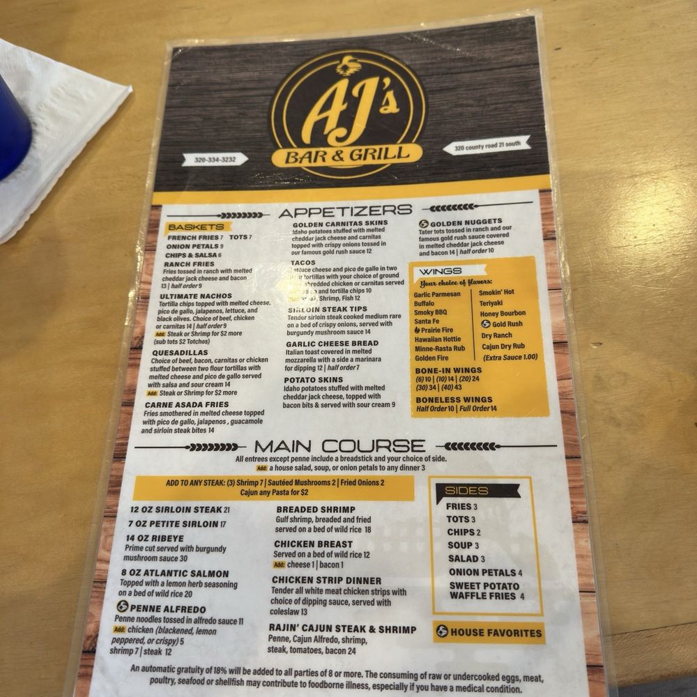 AJ's Bar & Grill - Menu - Bars Near Me - Glenwood, Minnesota AJ's Bar & Grill - Menu - Bars Near Me - Glenwood, Minnesota