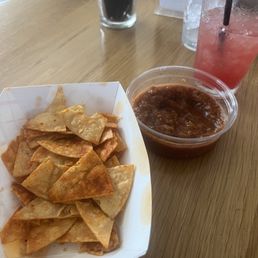 Chips and salsa. A bit spicy. Chips and salsa. A bit spicy.