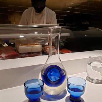 Sushi Ryusei - Chilled Sake to Begin Omakase Sushi Dinner Cheers! - Sushi Bars Near Me - New York, New York Sushi Ryusei - Chilled Sake to Begin Omakase Sushi Dinner Cheers! - Sushi Bars Near Me - New York, New York