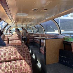 North Shore Scenic Railroad - First class cabin. Top deck- nice views. Lots of sun