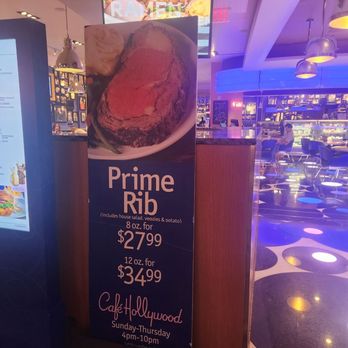 Café Hollywood at Planet Hollywood Resort & Casino - Prime rib special advertised out front - American Near Me - Las Vegas, Nevada
