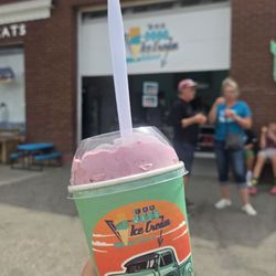 The Car Wash Ice Cream Shop - Coconut Castaway mixed with Raspberry!