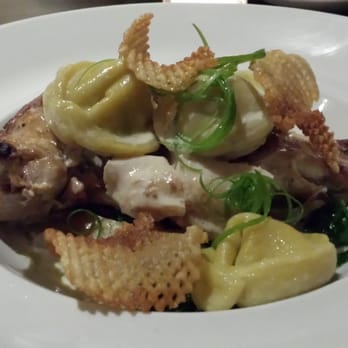 Heritage Tavern - roast chicken & truffled spinach tortellini - pancetta, wilted spinach, cardoon, gaufrette potatoes, horseradish cream sauce - New American Near Me - Madison, Wisconsin Heritage Tavern - roast chicken & truffled spinach tortellini - pancetta, wilted spinach, cardoon, gaufrette potatoes, horseradish cream sauce - New American Near Me - Madison, Wisconsin