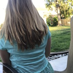 Blue - Uneven on all levels. One side is longer than the other. I have had better haircuts at Great Clips