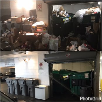 Bay Area Bin Support - Before and after photos of a client's dumpster enclosure. In addition to bringing the bins out to the curb, our teams make sure to clean up - Junk Removal & Hauling Near Me - San Leandro, California Bay Area Bin Support - Before and after photos of a client's dumpster enclosure. In addition to bringing the bins out to the curb, our teams make sure to clean up - Junk Removal & Hauling Near Me - San Leandro, California