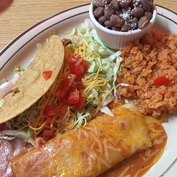 Puerto Vallarta - Two item combo of shredded beef taco, enchilada and whole pinto beans instead of refried. It was fresh, homemade and very tasty. - Mexican Near Me - Medford, Oregon Puerto Vallarta - Two item combo of shredded beef taco, enchilada and whole pinto beans instead of refried. It was fresh, homemade and very tasty. - Mexican Near Me - Medford, Oregon