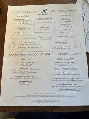 Menu photo 8 Ponto Lago Carlsbad, CA