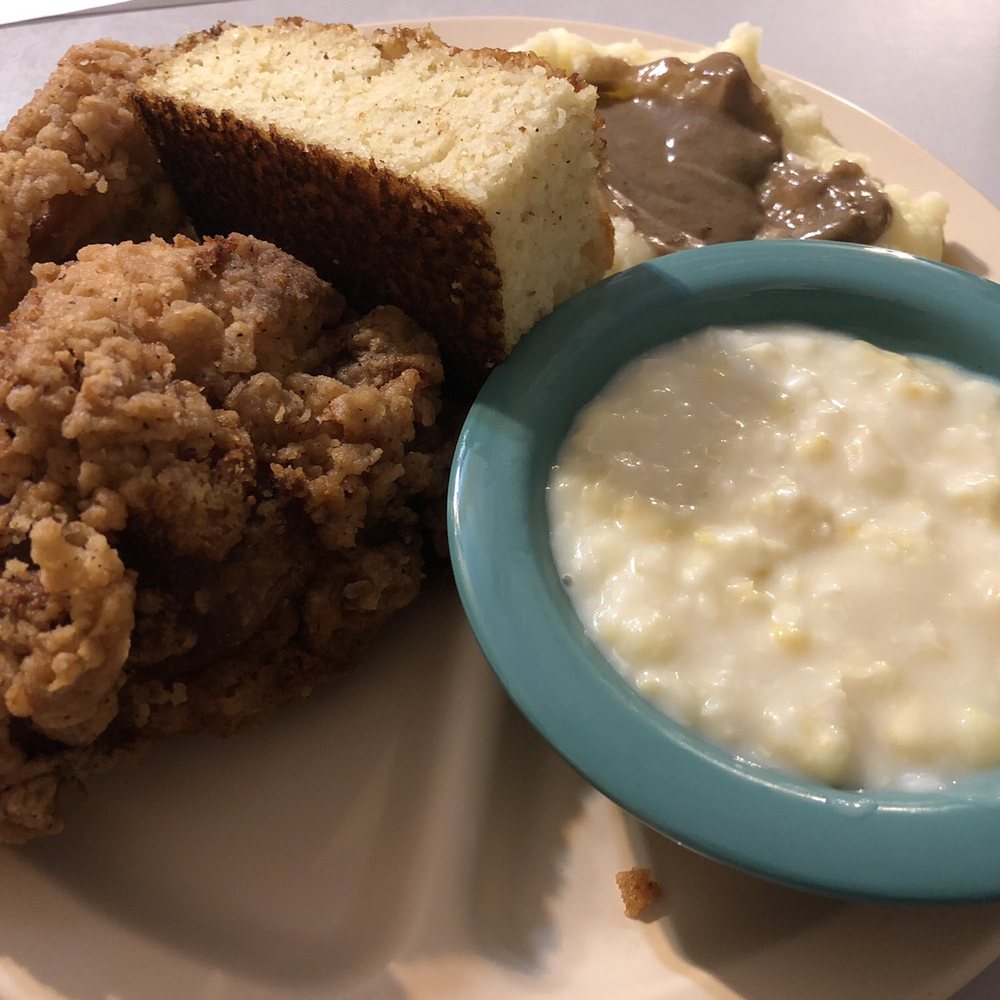 Doug's Place - Fried Chicken with mashed potato and creamed corn. Oh I forgot, cornbread was so hard and dry! - Southern Near Me - Emerson, Georgia Doug's Place - Fried Chicken with mashed potato and creamed corn. Oh I forgot, cornbread was so hard and dry! - Southern Near Me - Emerson, Georgia