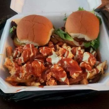 Curb Side Bistro - Bacon bomb sliders with chicken fries and bbq - New American Near Me - Odessa, Texas