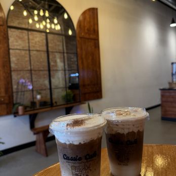 Cassie Cafe - Einspanner coffee on the left, Banana coffee on the right - Coffee & Tea Near Me - Santa Ana, California Cassie Cafe - Einspanner coffee on the left, Banana coffee on the right - Coffee & Tea Near Me - Santa Ana, California