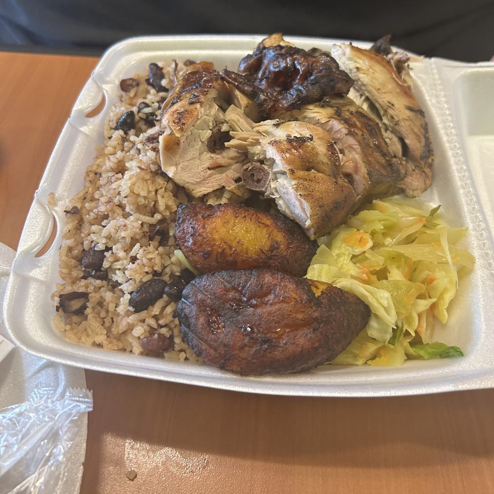 Island Vybz - Jerk chicken with rice and peas, cabbage and plantains. - Caribbean Near Me - Naples, Florida Island Vybz - Jerk chicken with rice and peas, cabbage and plantains. - Caribbean Near Me - Naples, Florida