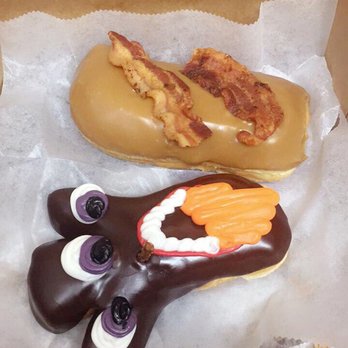 Voodoo Doughnut - Carmel bacon and jelly filled voodoo doll doughnut - Donuts Near Me - Denver, Colorado