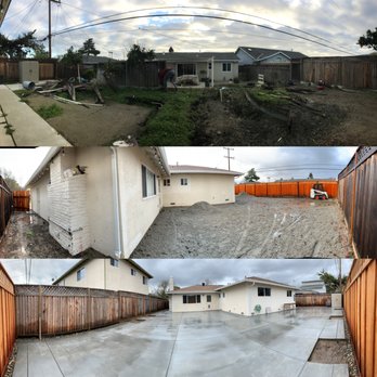 GGG Landscape - Before, mid, and after photos of our backyard.  Note - trees were added but hadn't arrived yet - Landscaping Near Me