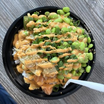Poki Bowl - Build your own bowl with salmon, poke spicy sauce, edamame etc. - Poke Near Me - San Antonio, Texas Poki Bowl - Build your own bowl with salmon, poke spicy sauce, edamame etc. - Poke Near Me - San Antonio, Texas