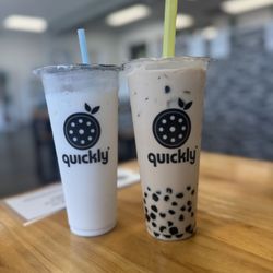 Quickly - Original milk tea with Boba and coconut slushy