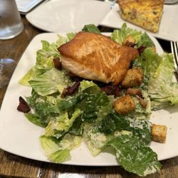 Champney's Restaurant & Tavern - Entree sized Caesar salad with medium salmon and bacon
