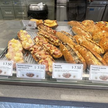 Kukje Bakery - Savory pastries: Hawaiian pizza baguette, Sausage pepperoni baguette, Bulgogi baguette, Chicken & bacon baguette. - Desserts Near Me - Daly City, California
