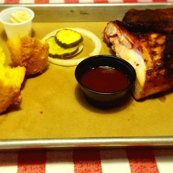 Armadillo Willy's BBQ - This is the 1/4 barbecue chicken with a side of cornbread - American Near Me - Sunnyvale, California