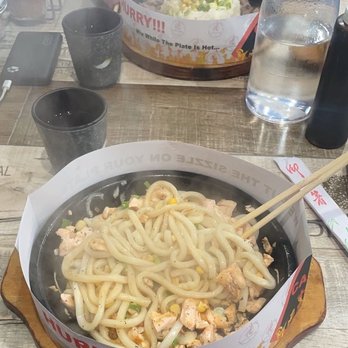 Sizzling Lunch - Salmon udon (front) and beef rice (back) - Japanese Near Me - San Jose, California Sizzling Lunch - Salmon udon (front) and beef rice (back) - Japanese Near Me - San Jose, California